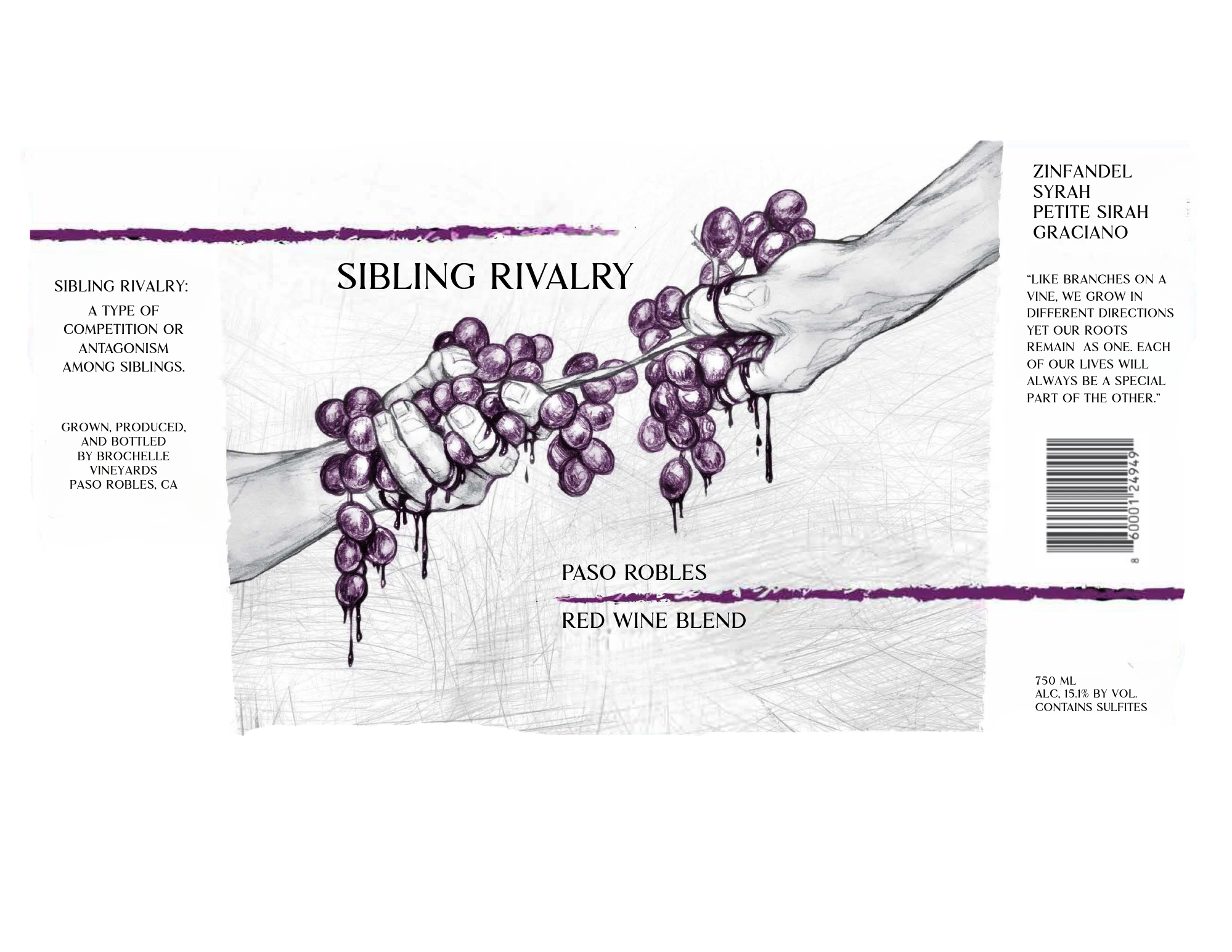 Sibling Rivalry illustrated wine label artwork